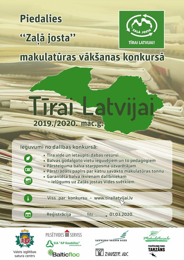 Kampaņā “Tīrai Latvijai” skolēnus iesaistīs makulatūras vākšanā, saudzējot dabas resursus un veicinot atkritumu šķirošanu